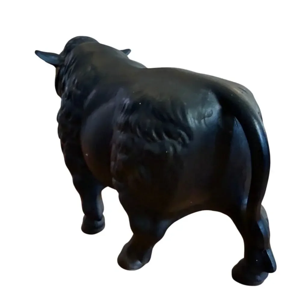 Vintage Black Angus Bull Figurine Cow Bulls 9x6 Brangus Bull Large Western